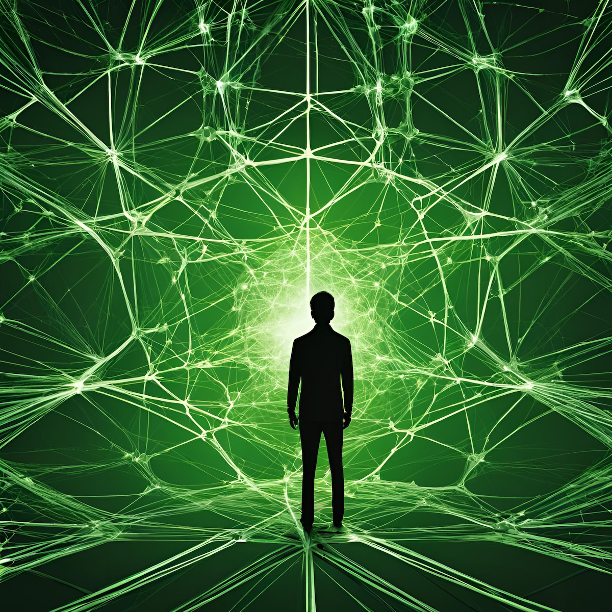 AI generated image of a person in a virtual network